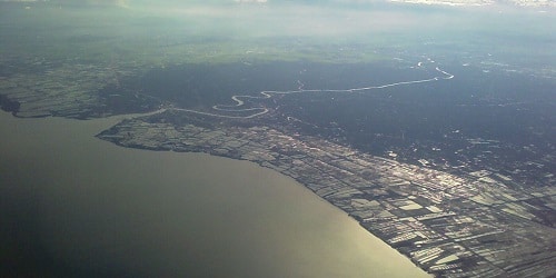 Mouth of the Mae Klong River aerial view