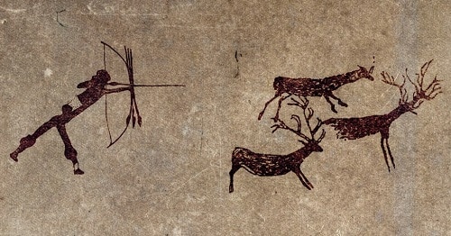 Scena di caccia nella preistoria