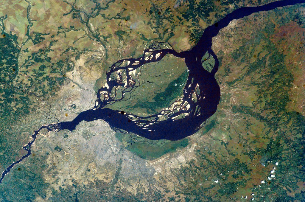 malebo pool del fiume Congo: visione aerea