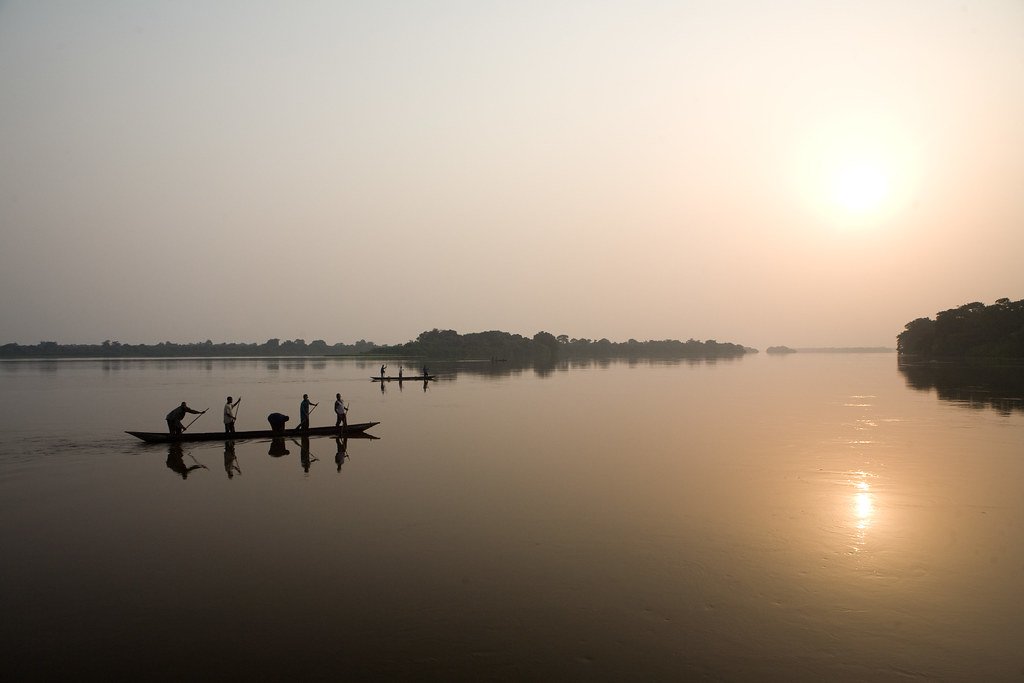 Tramonto sul fiume Congo